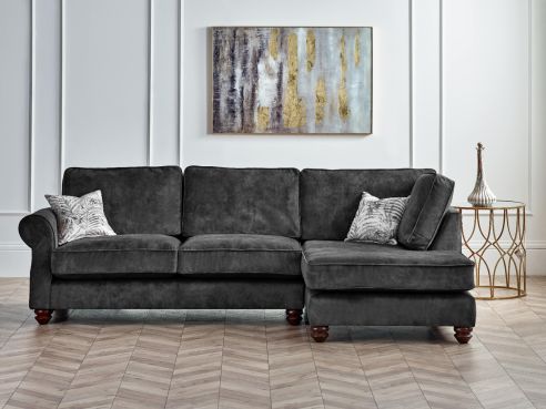 Churchill Black Fabric Chaise Sofa