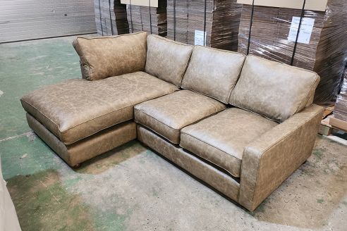 Drake Leather Chaise Sofa - 2 x Chaise - Dune Stone