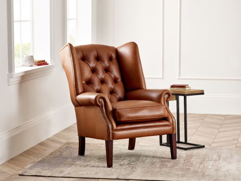 Harewood Leather Wingback Chair