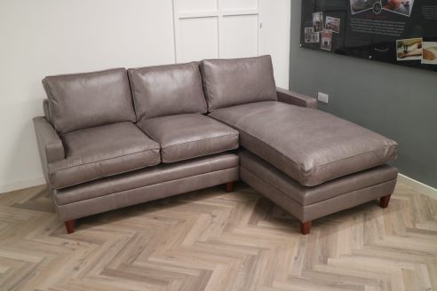 Everest Leather Chaise Sofa - 2.5 x Chaise - Old English Lead